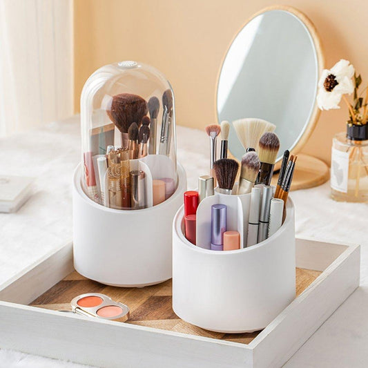 Rotating Makeup Brush Storage Box | Desktop Cosmetic Organizer