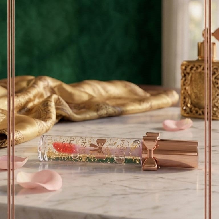 Lip Oil With Gold Flakes High Shine Moisturizing Formula