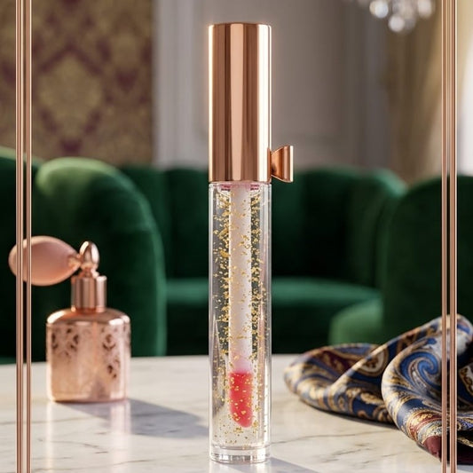 Lip Oil With Gold Flakes High Shine Moisturizing Formula