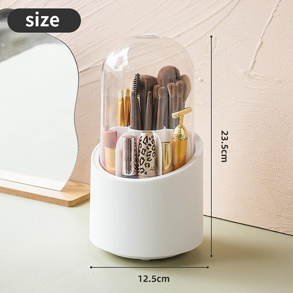 Rotating Makeup Brush Storage Box | Desktop Cosmetic Organizer