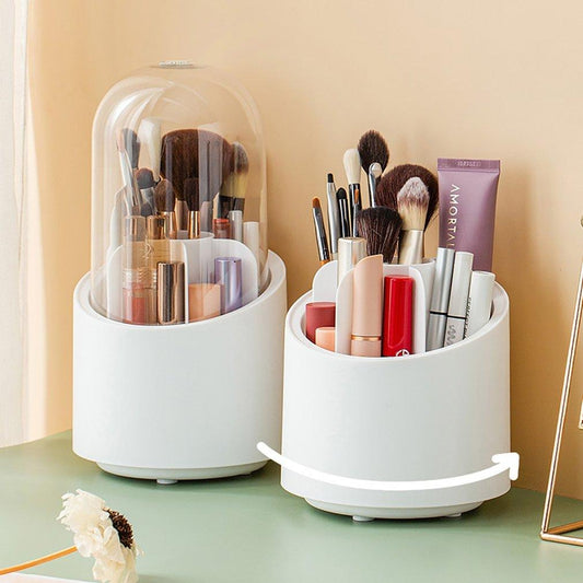 Rotating Makeup Brush Storage Box | Desktop Cosmetic Organizer