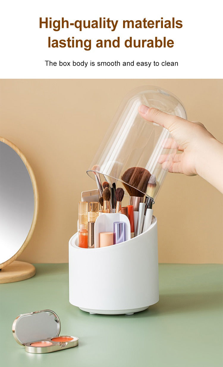 Rotating Makeup Brush Storage Box | Desktop Cosmetic Organizer