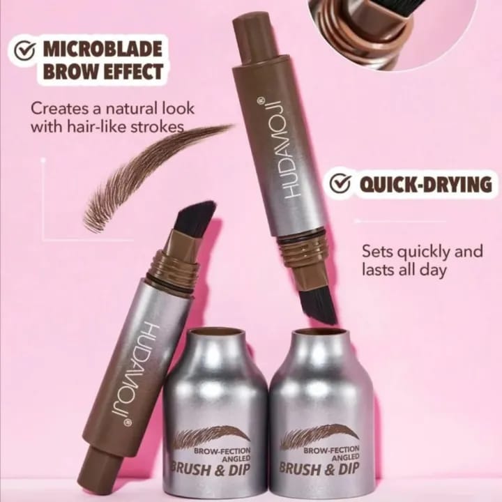 Angled Brush And Liquid Eyebrow Gel Pen For Daily Makeup