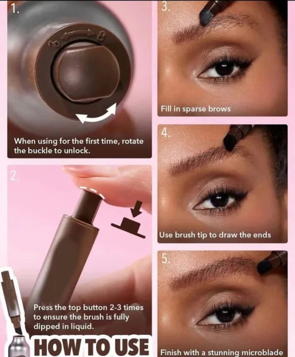 Angled Brush And Liquid Eyebrow Gel Pen For Daily Makeup