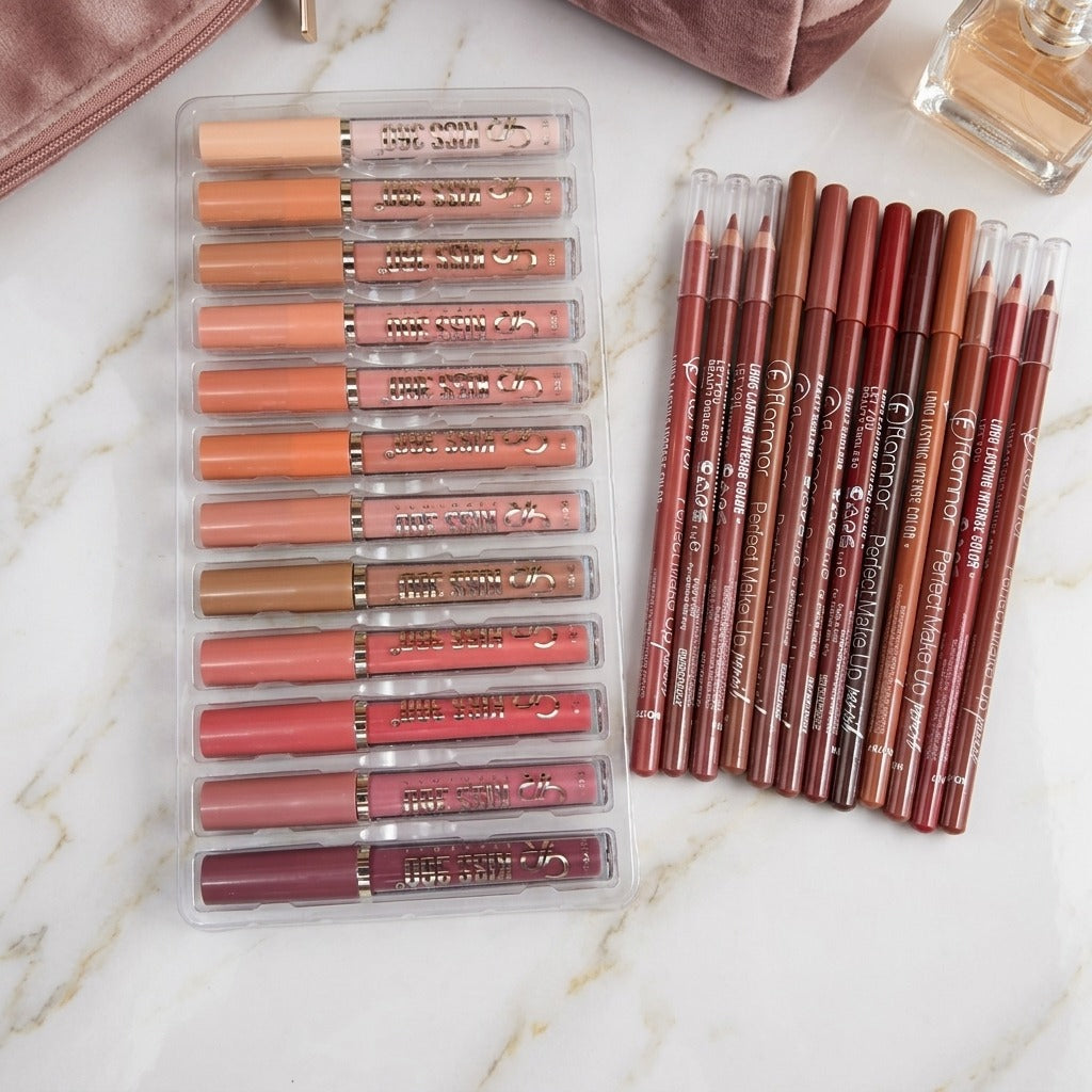 Lip Gloss & Matte Lip Liner Makeup Set