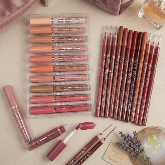 Lip Gloss & Matte Lip Liner Makeup Set